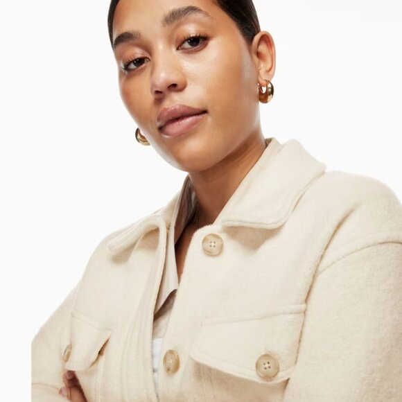 Women's Bluenotes Off-White Button-Up Sherpa Oversized Jacket - Size M - Picture 1 of 6